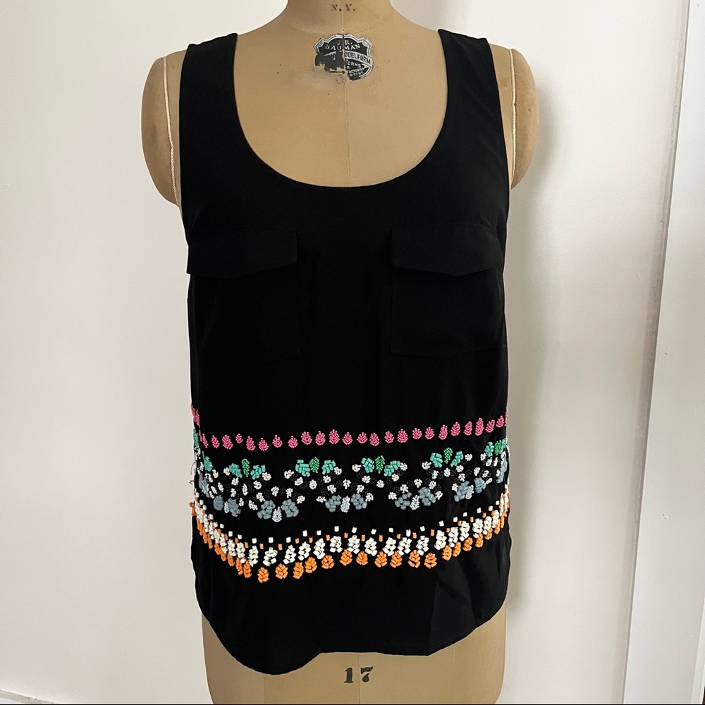Leifnotes Women’s Scoop Neck Beaded Tank Top Size 12
